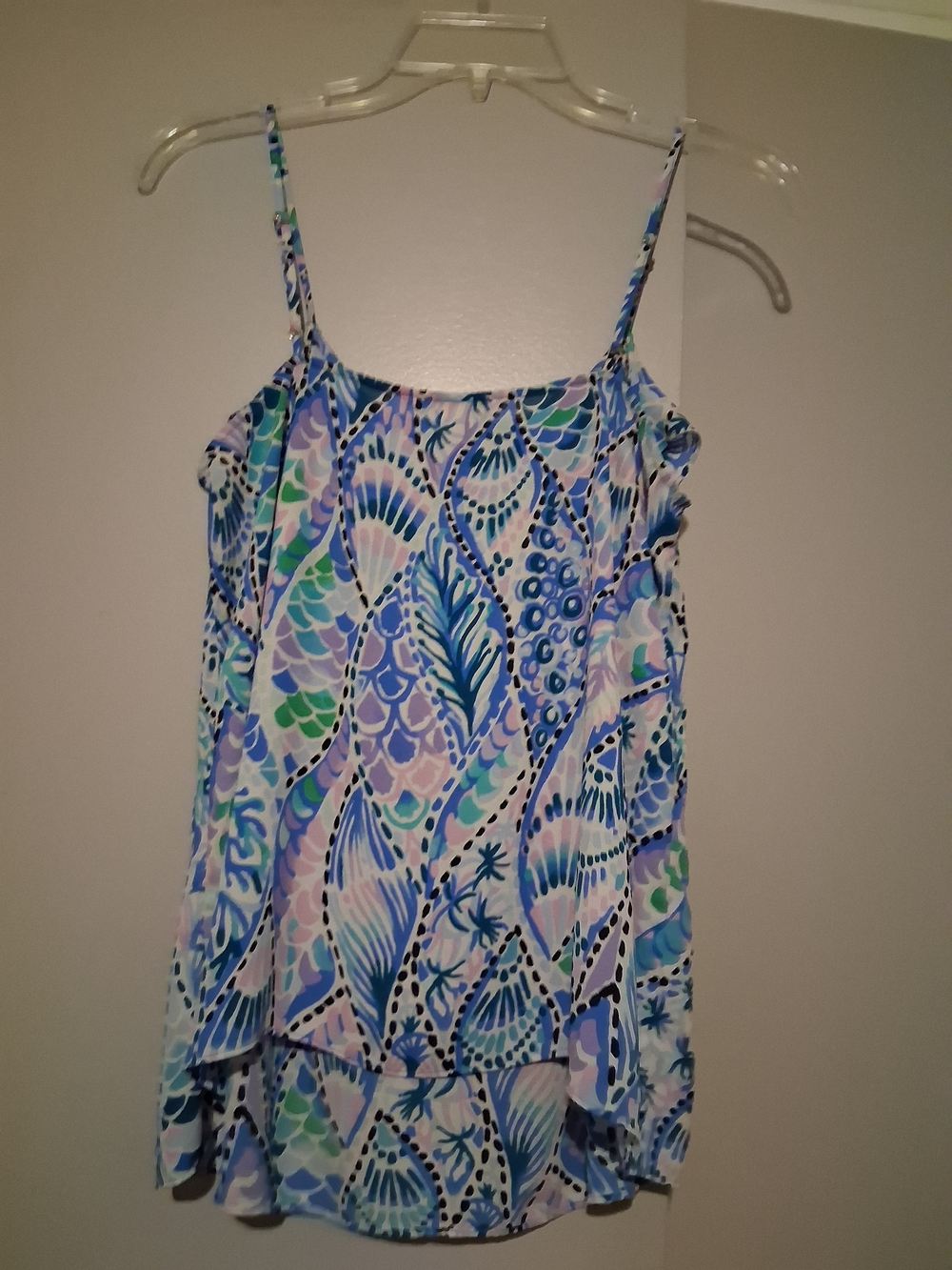 Lilly Pulitzer Blue, Pink & Green Ruffle Cami Top - Picture 3 of 7